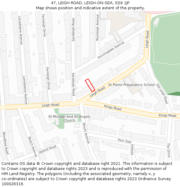 47, LEIGH ROAD, LEIGH-ON-SEA, SS9 1JP: Location map and indicative extent of plot