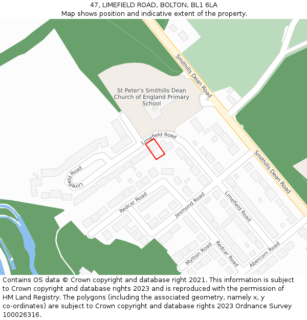 47, LIMEFIELD ROAD, BOLTON, BL1 6LA: Location map and indicative extent of plot