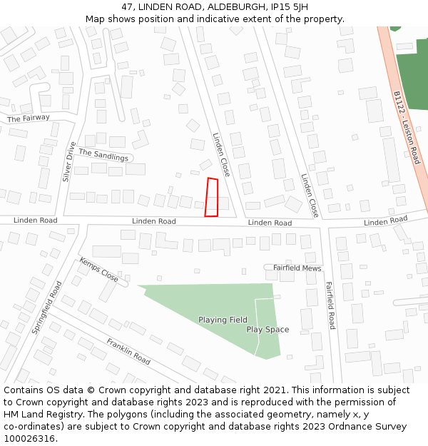 47, LINDEN ROAD, ALDEBURGH, IP15 5JH: Location map and indicative extent of plot