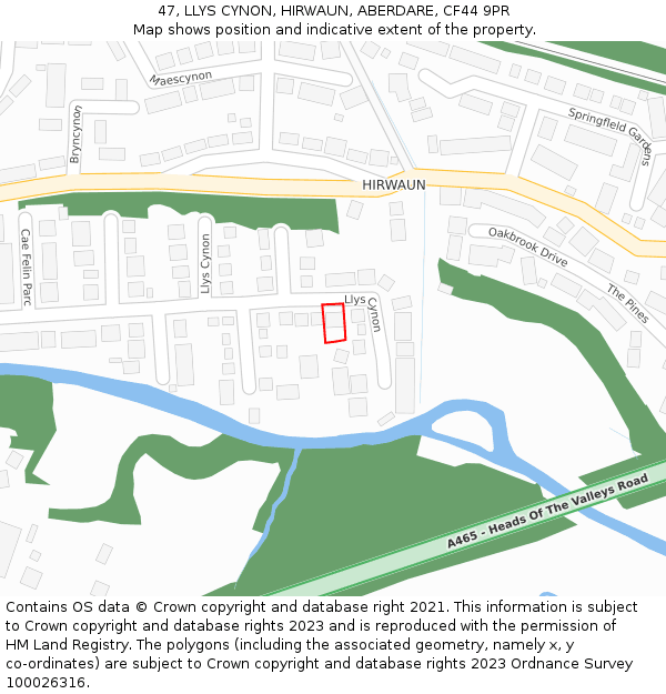 47, LLYS CYNON, HIRWAUN, ABERDARE, CF44 9PR: Location map and indicative extent of plot