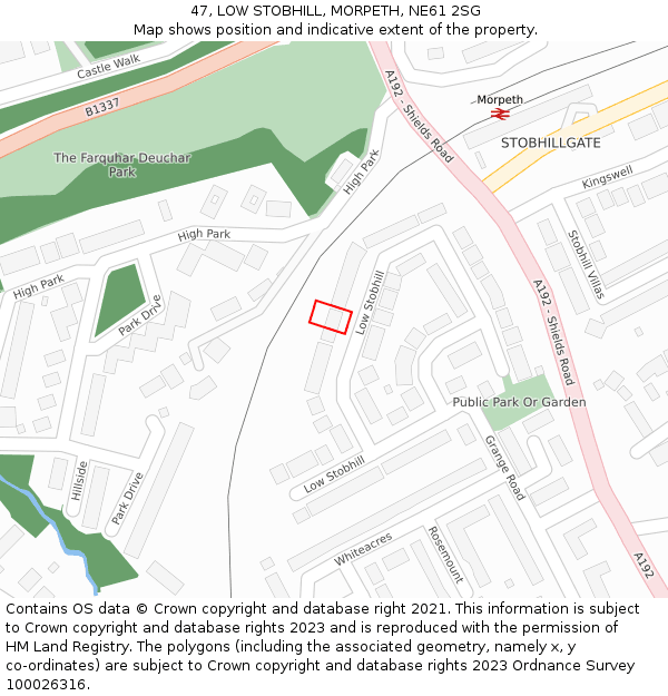 47, LOW STOBHILL, MORPETH, NE61 2SG: Location map and indicative extent of plot