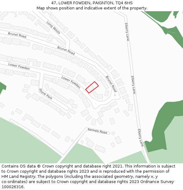 47, LOWER FOWDEN, PAIGNTON, TQ4 6HS: Location map and indicative extent of plot