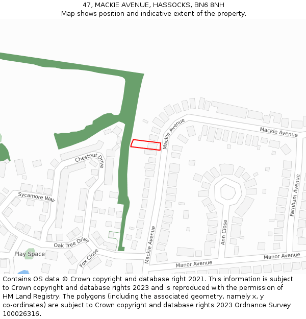47, MACKIE AVENUE, HASSOCKS, BN6 8NH: Location map and indicative extent of plot