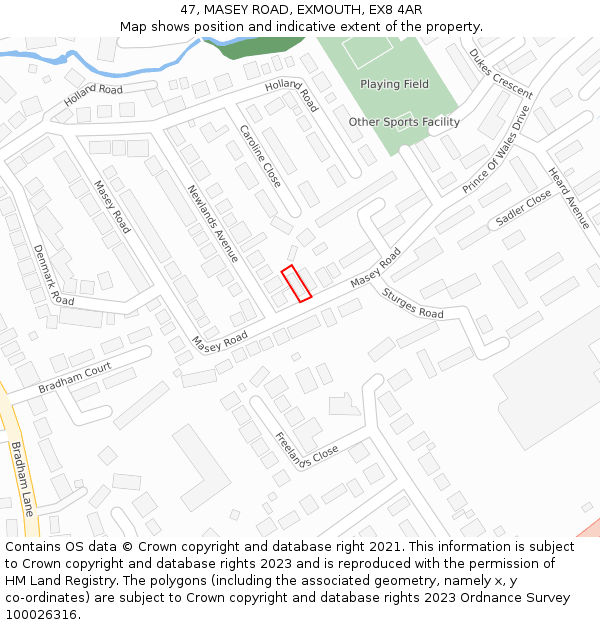 47, MASEY ROAD, EXMOUTH, EX8 4AR: Location map and indicative extent of plot
