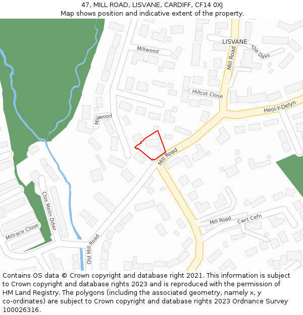 47, MILL ROAD, LISVANE, CARDIFF, CF14 0XJ: Location map and indicative extent of plot