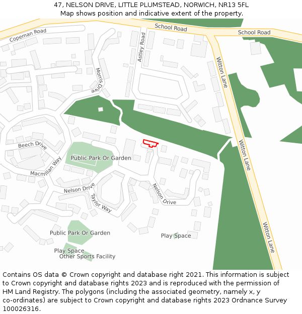 47, NELSON DRIVE, LITTLE PLUMSTEAD, NORWICH, NR13 5FL: Location map and indicative extent of plot