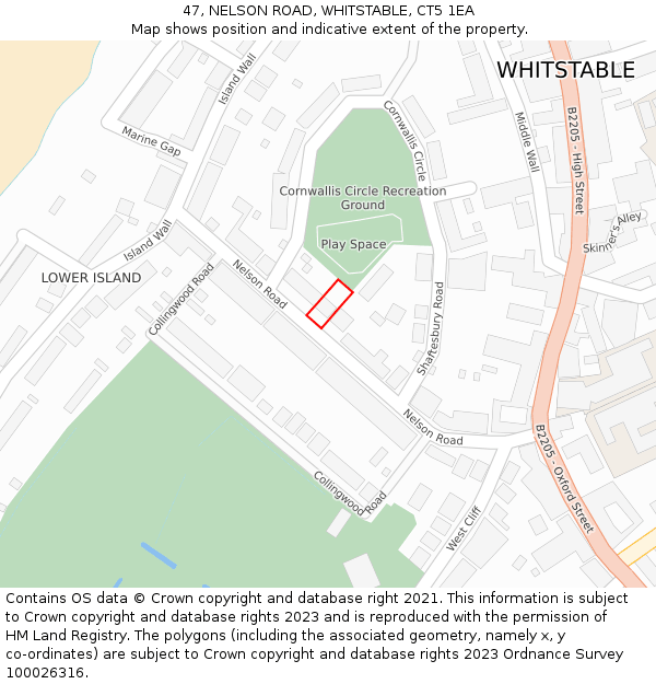 47, NELSON ROAD, WHITSTABLE, CT5 1EA: Location map and indicative extent of plot