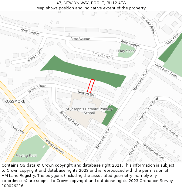 47, NEWLYN WAY, POOLE, BH12 4EA: Location map and indicative extent of plot