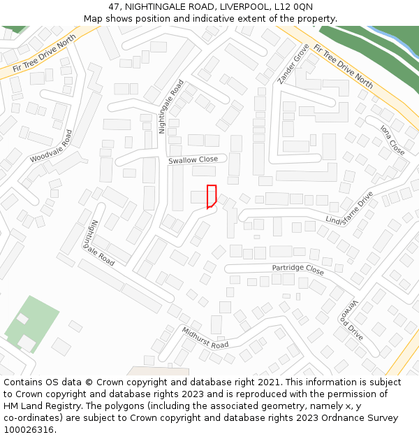 47, NIGHTINGALE ROAD, LIVERPOOL, L12 0QN: Location map and indicative extent of plot