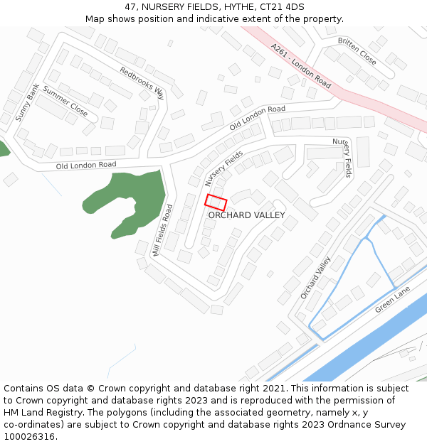 47, NURSERY FIELDS, HYTHE, CT21 4DS: Location map and indicative extent of plot