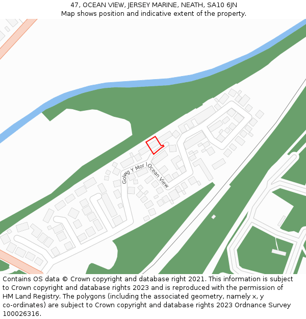 47, OCEAN VIEW, JERSEY MARINE, NEATH, SA10 6JN: Location map and indicative extent of plot