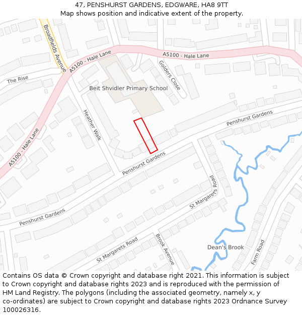 47, PENSHURST GARDENS, EDGWARE, HA8 9TT: Location map and indicative extent of plot