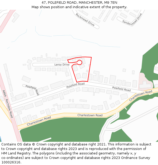 47, POLEFIELD ROAD, MANCHESTER, M9 7EN: Location map and indicative extent of plot