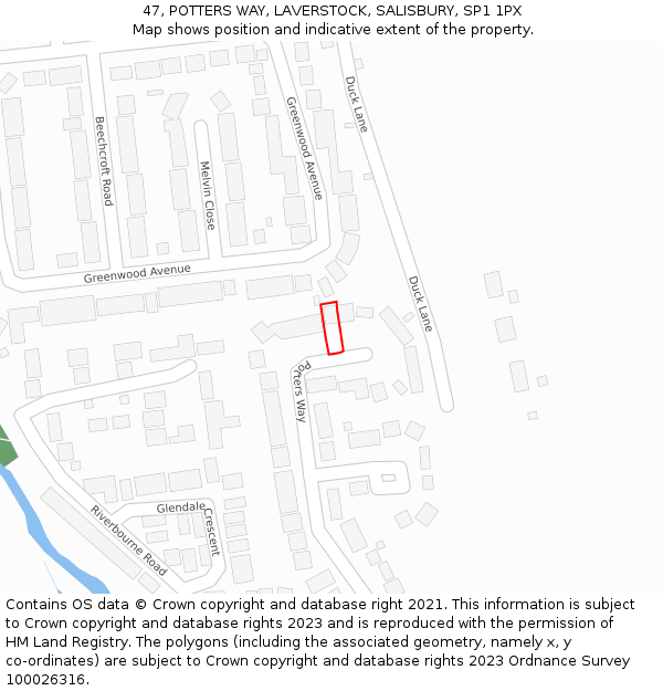 47, POTTERS WAY, LAVERSTOCK, SALISBURY, SP1 1PX: Location map and indicative extent of plot