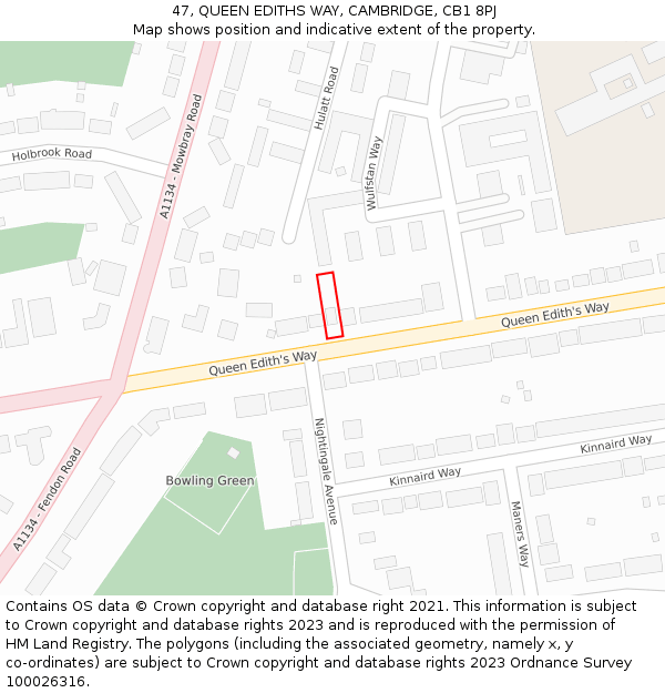 47, QUEEN EDITHS WAY, CAMBRIDGE, CB1 8PJ: Location map and indicative extent of plot