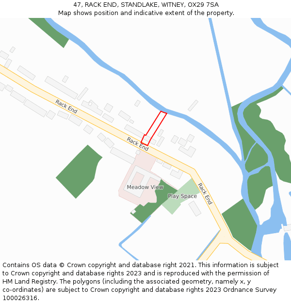 47, RACK END, STANDLAKE, WITNEY, OX29 7SA: Location map and indicative extent of plot