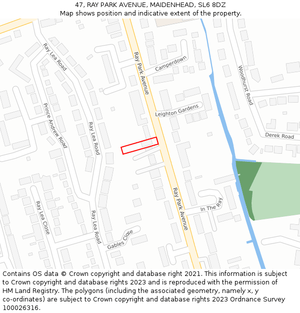 47, RAY PARK AVENUE, MAIDENHEAD, SL6 8DZ: Location map and indicative extent of plot