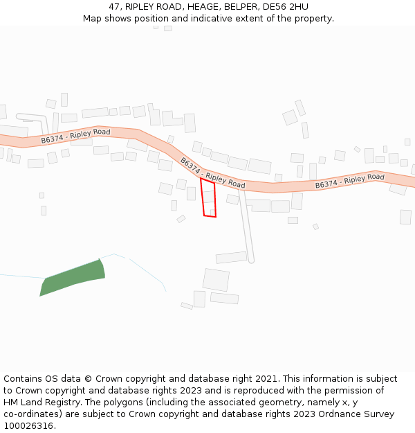 47, RIPLEY ROAD, HEAGE, BELPER, DE56 2HU: Location map and indicative extent of plot