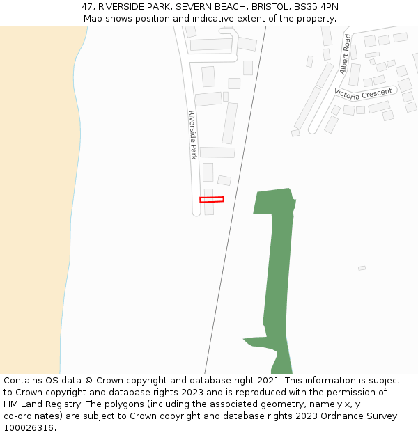 47, RIVERSIDE PARK, SEVERN BEACH, BRISTOL, BS35 4PN: Location map and indicative extent of plot