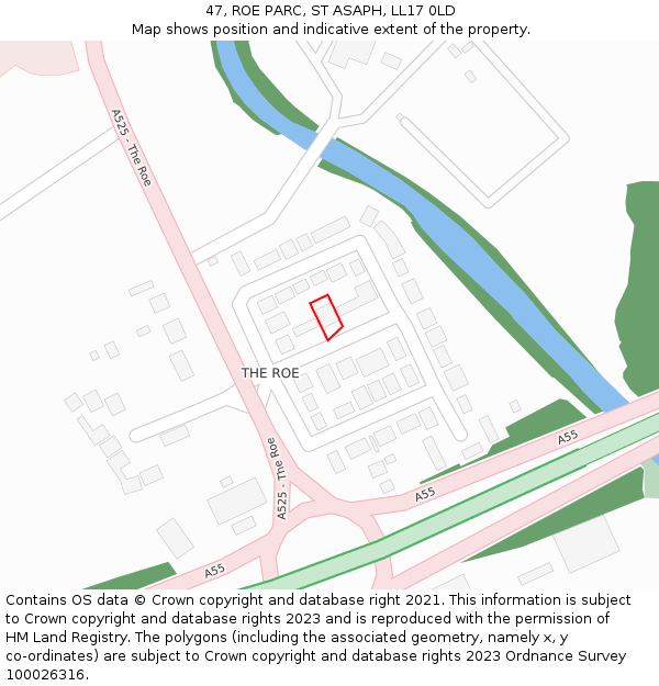 47, ROE PARC, ST ASAPH, LL17 0LD: Location map and indicative extent of plot