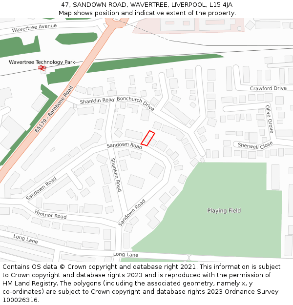 47, SANDOWN ROAD, WAVERTREE, LIVERPOOL, L15 4JA: Location map and indicative extent of plot