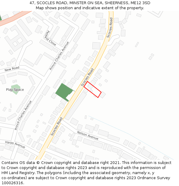 47, SCOCLES ROAD, MINSTER ON SEA, SHEERNESS, ME12 3SD: Location map and indicative extent of plot