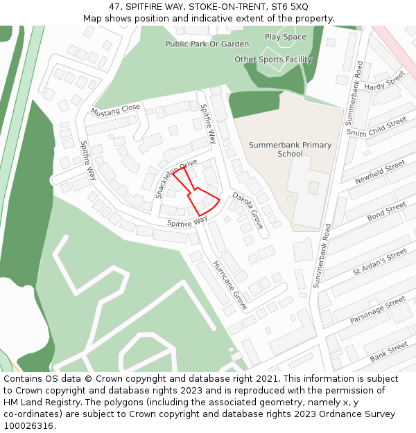 47, SPITFIRE WAY, STOKE-ON-TRENT, ST6 5XQ: Location map and indicative extent of plot