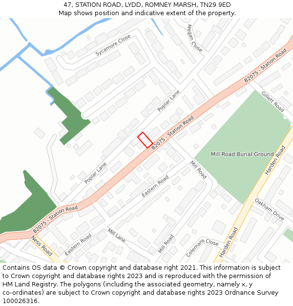 47, STATION ROAD, LYDD, ROMNEY MARSH, TN29 9ED: Location map and indicative extent of plot