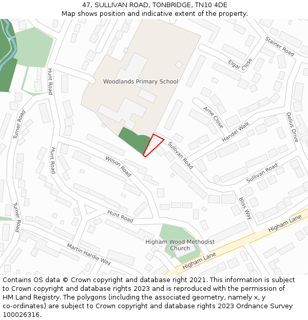 47, SULLIVAN ROAD, TONBRIDGE, TN10 4DE: Location map and indicative extent of plot
