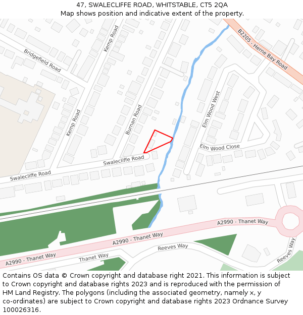 47, SWALECLIFFE ROAD, WHITSTABLE, CT5 2QA: Location map and indicative extent of plot