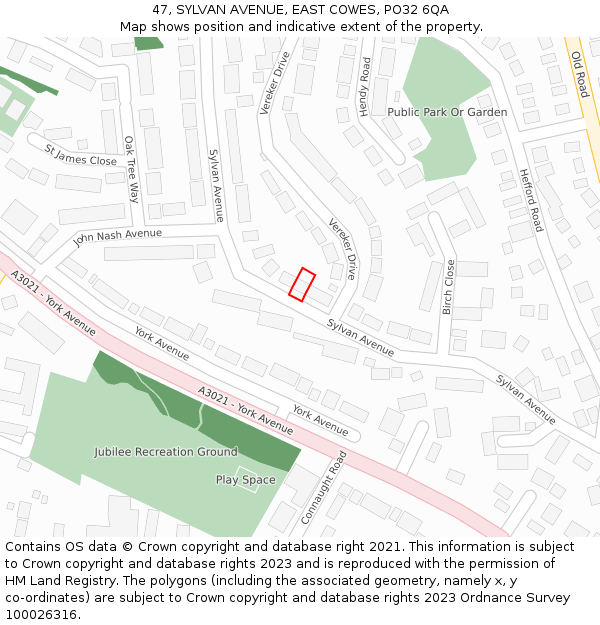 47, SYLVAN AVENUE, EAST COWES, PO32 6QA: Location map and indicative extent of plot