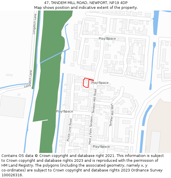 47, TANDEM MILL ROAD, NEWPORT, NP19 4DP: Location map and indicative extent of plot
