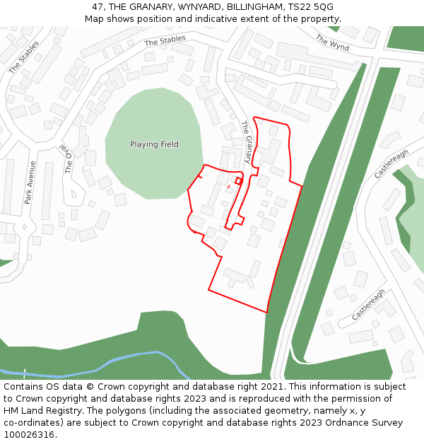 47, THE GRANARY, WYNYARD, BILLINGHAM, TS22 5QG: Location map and indicative extent of plot