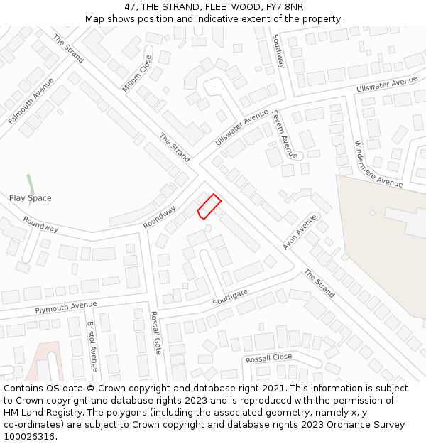 47, THE STRAND, FLEETWOOD, FY7 8NR: Location map and indicative extent of plot