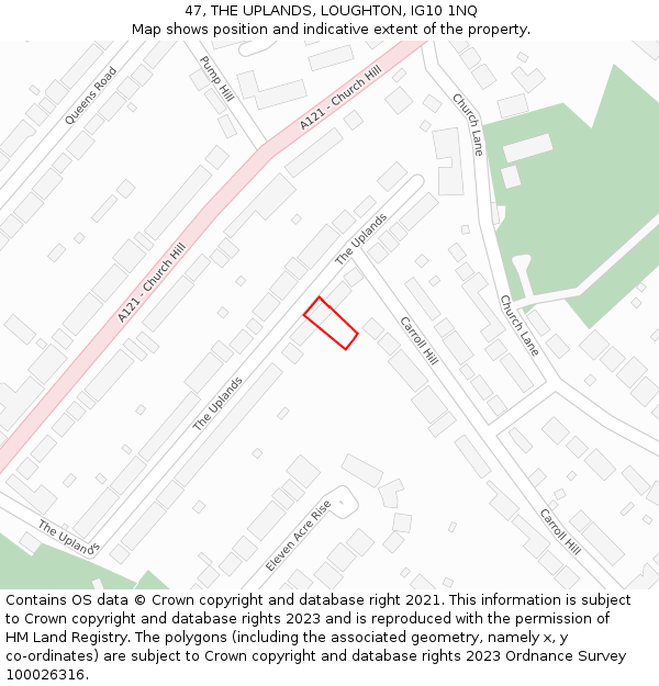 47, THE UPLANDS, LOUGHTON, IG10 1NQ: Location map and indicative extent of plot