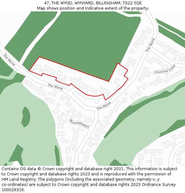 47, THE WYND, WYNYARD, BILLINGHAM, TS22 5QE: Location map and indicative extent of plot