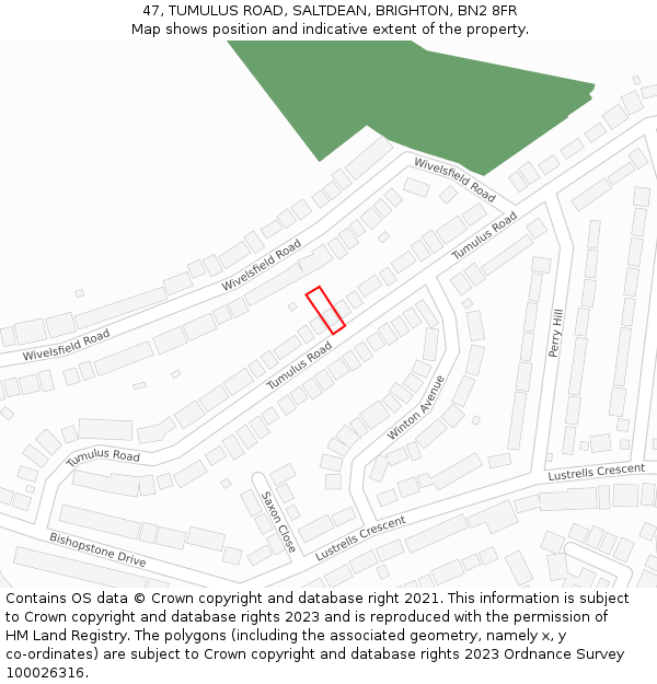 47, TUMULUS ROAD, SALTDEAN, BRIGHTON, BN2 8FR: Location map and indicative extent of plot