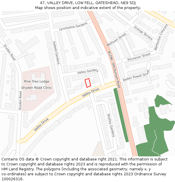 47, VALLEY DRIVE, LOW FELL, GATESHEAD, NE9 5DJ: Location map and indicative extent of plot