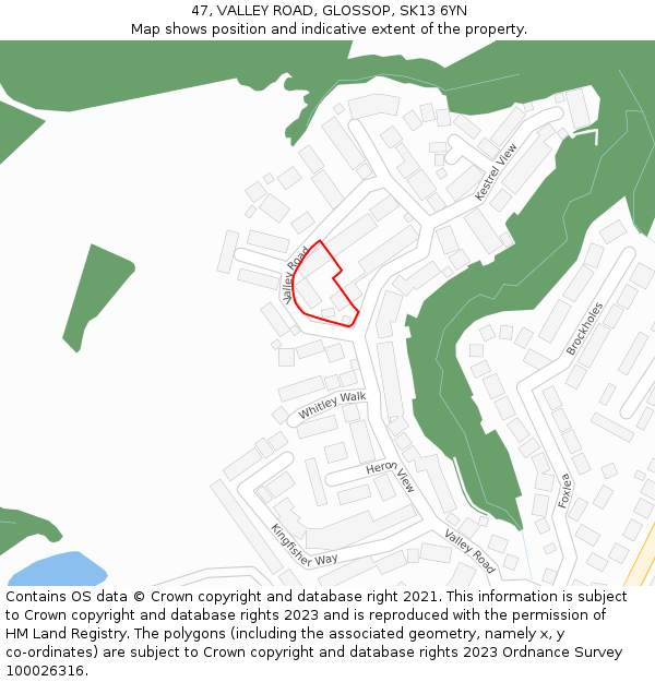 47, VALLEY ROAD, GLOSSOP, SK13 6YN: Location map and indicative extent of plot