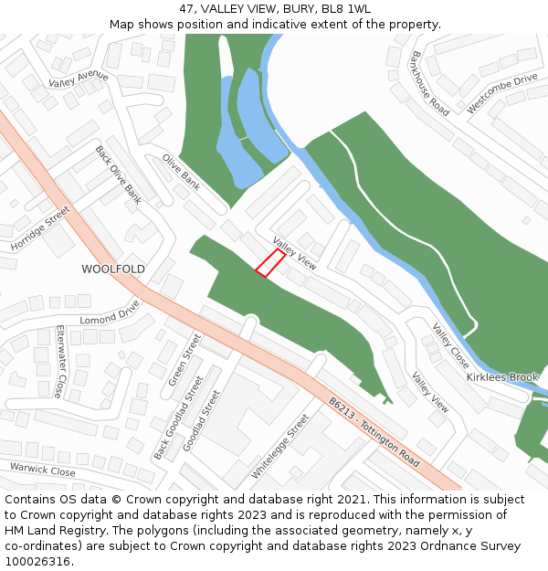 47, VALLEY VIEW, BURY, BL8 1WL: Location map and indicative extent of plot