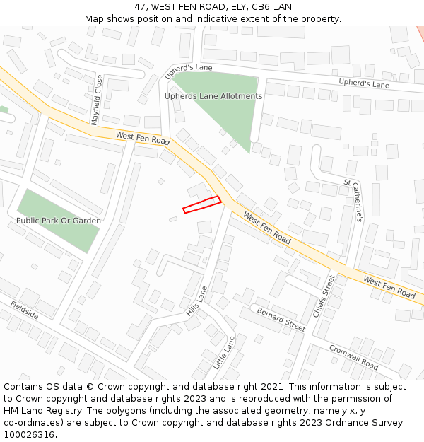 47, WEST FEN ROAD, ELY, CB6 1AN: Location map and indicative extent of plot