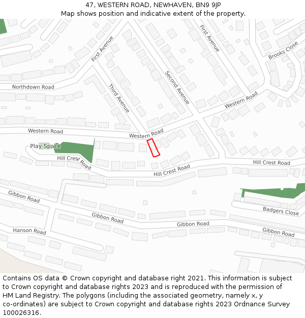 47, WESTERN ROAD, NEWHAVEN, BN9 9JP: Location map and indicative extent of plot