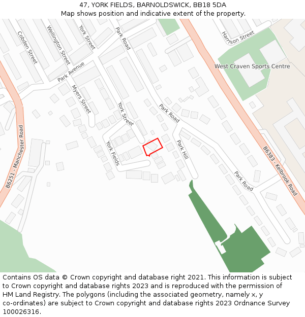 47, YORK FIELDS, BARNOLDSWICK, BB18 5DA: Location map and indicative extent of plot
