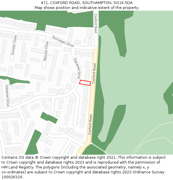 471, COXFORD ROAD, SOUTHAMPTON, SO16 5DA: Location map and indicative extent of plot