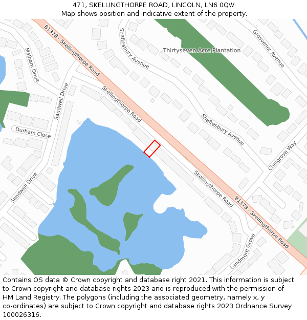 471, SKELLINGTHORPE ROAD, LINCOLN, LN6 0QW: Location map and indicative extent of plot