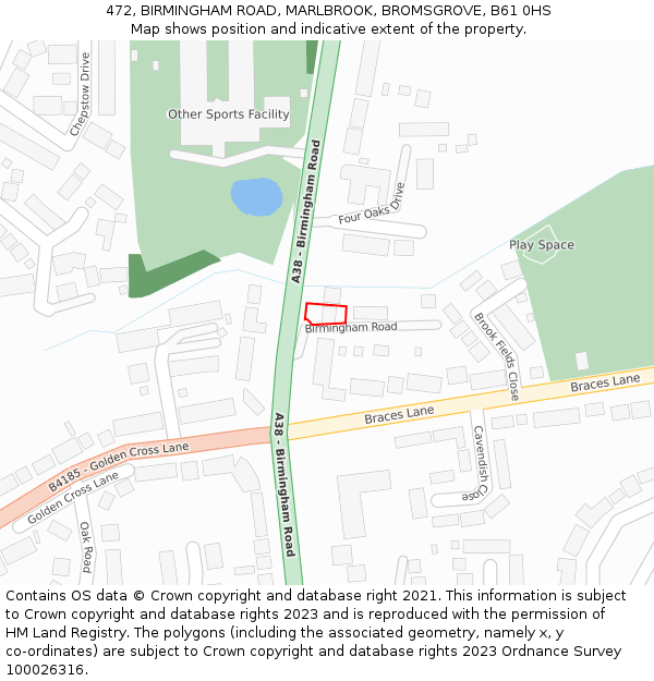 472, BIRMINGHAM ROAD, MARLBROOK, BROMSGROVE, B61 0HS: Location map and indicative extent of plot