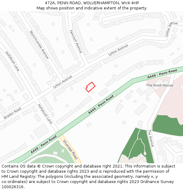 472A, PENN ROAD, WOLVERHAMPTON, WV4 4HP: Location map and indicative extent of plot