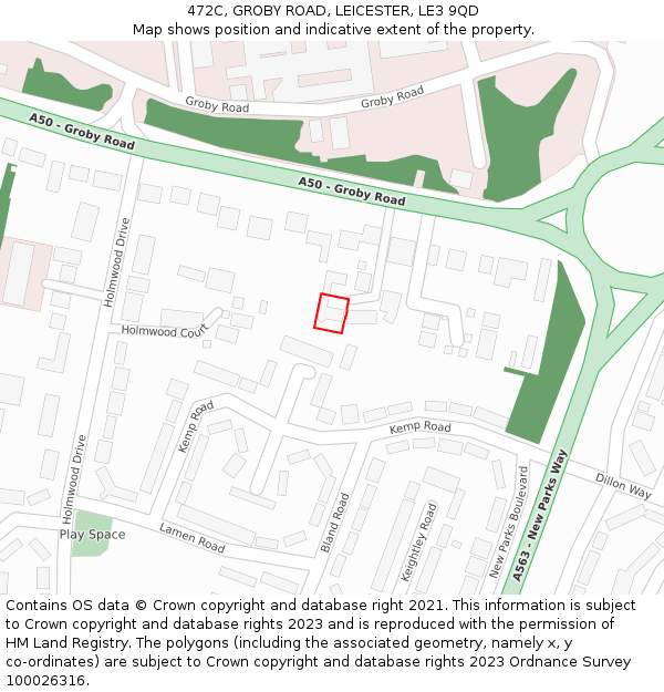 472C, GROBY ROAD, LEICESTER, LE3 9QD: Location map and indicative extent of plot