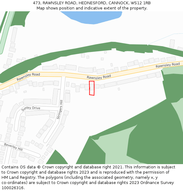 473, RAWNSLEY ROAD, HEDNESFORD, CANNOCK, WS12 1RB: Location map and indicative extent of plot