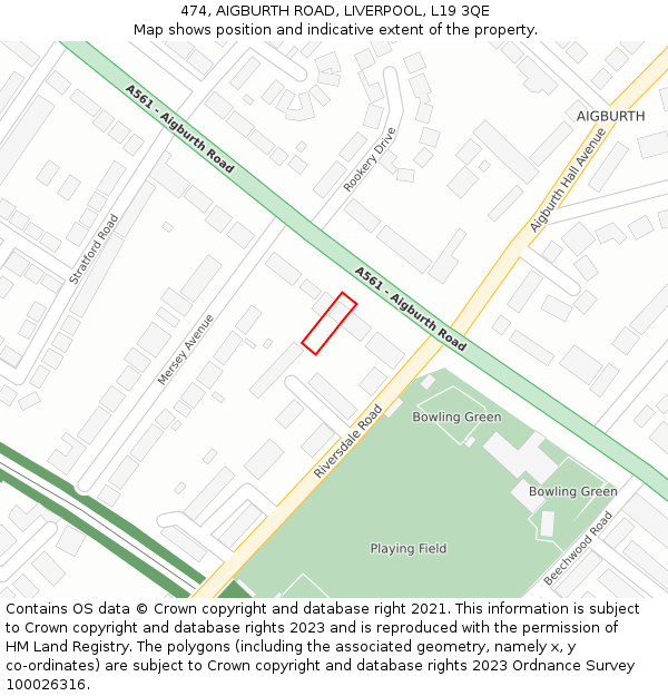 474, AIGBURTH ROAD, LIVERPOOL, L19 3QE: Location map and indicative extent of plot